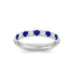 Load image into Gallery viewer, half-carat-french-pave-diamond-band-with-sapphire-in-white-gold-FD9331ROBGSABLANGLE5-0.50CT-NL-WG
