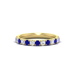 Load image into Gallery viewer, half-carat-french-pave-diamond-band-with-sapphire-in-yellow-gold-FD9331ROBGSABL-0.50CT-NL-YG
