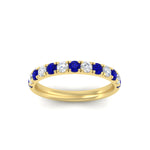 Load image into Gallery viewer, half-carat-french-pave-diamond-band-with-sapphire-in-yellow-gold-FD9331ROBGSABLANGLE5-0.50CT-NL-YG
