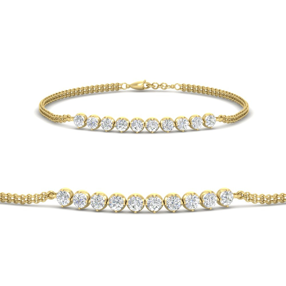 Round Gold Chain Bar Bracelet
