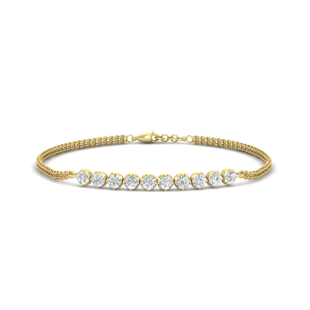 Round Gold Chain Bar Bracelet