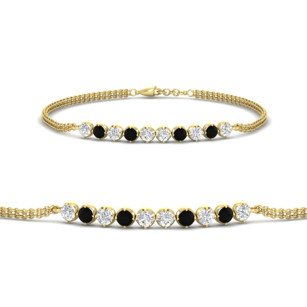 Round Gold Chain Bar Bracelet