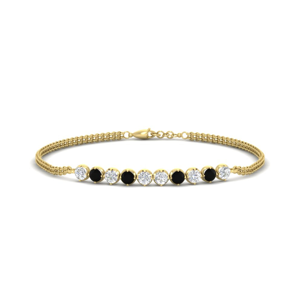 Round Gold Chain Bar Bracelet