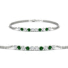 Load image into Gallery viewer, half-carat-gold-chain-bar-diamond-bracelet-with-emerald-in-white-gold-FDBRC10587ROGEMGR-0.50CT-NL-WG.jpg?v=1774334805