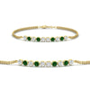 Load image into Gallery viewer, half-carat-gold-chain-bar-diamond-bracelet-with-emerald-in-yellow-gold-FDBRC10587ROGEMGR-0.50CT-NL-YG.jpg?v=1774334805