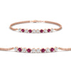 Load image into Gallery viewer, half-carat-gold-chain-bar-diamond-bracelet-with-pink-sapphire-in-rose-gold-FDBRC10587ROGSADRPI-0.50CT-NL-RG.jpg?v=1774334805