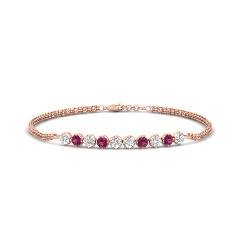 Round Gold Chain Bar Bracelet