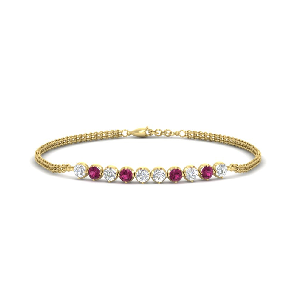 Round Gold Chain Bar Bracelet