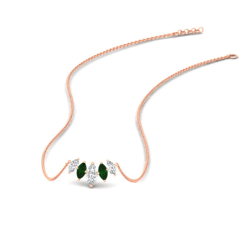 half-carat-graduating-marquise-diamond-necklace-with-emerald-in-rose-gold-FD-NK11130GEMGR-0.50CT-NL-RG
