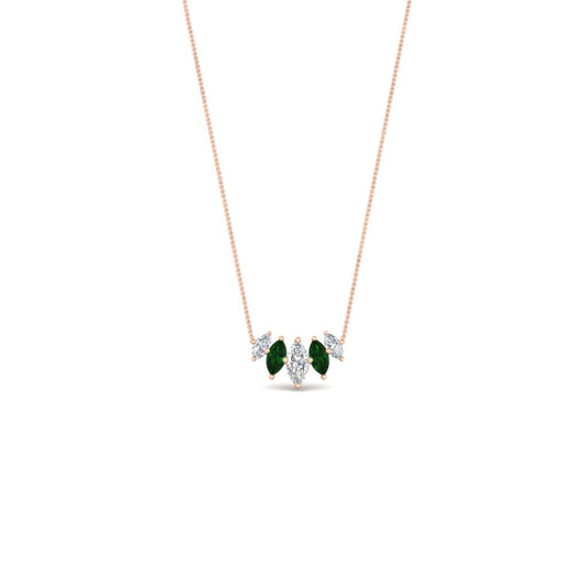 half-carat-graduating-marquise-diamond-necklace-with-emerald-in-rose-gold-FD-NK11130GEMGRANGLE1-0.50CT-NL-RG