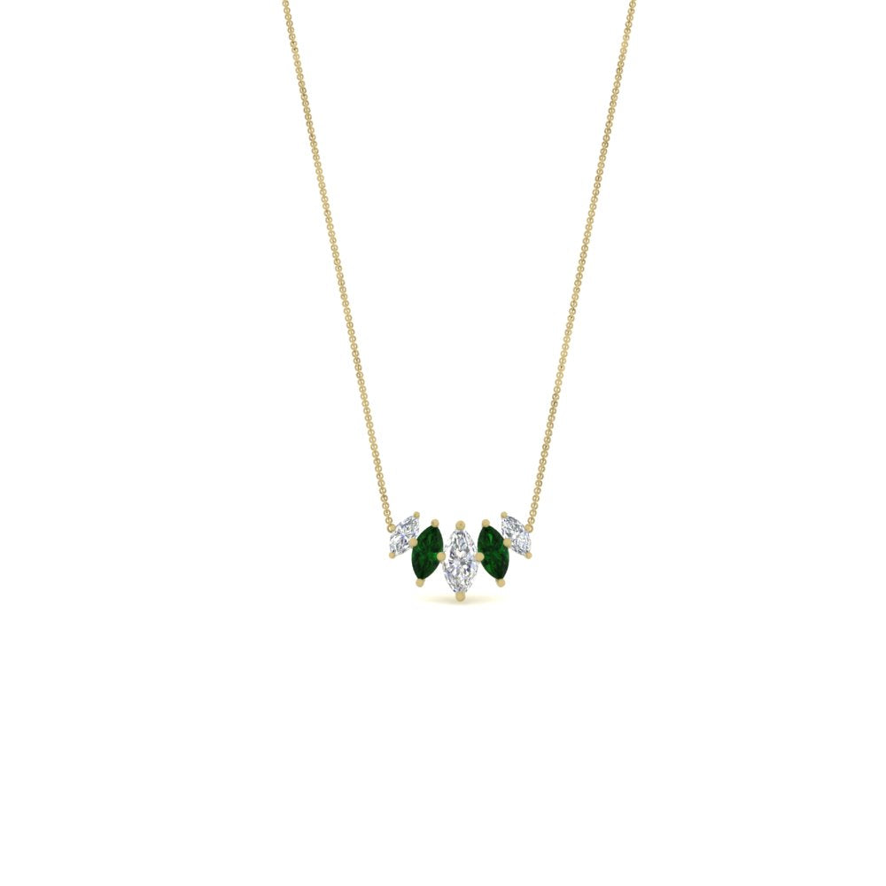 half-carat-graduating-marquise-diamond-necklace-with-emerald-in-FD-NK11130GEMGR-0.50CT-NL-YG