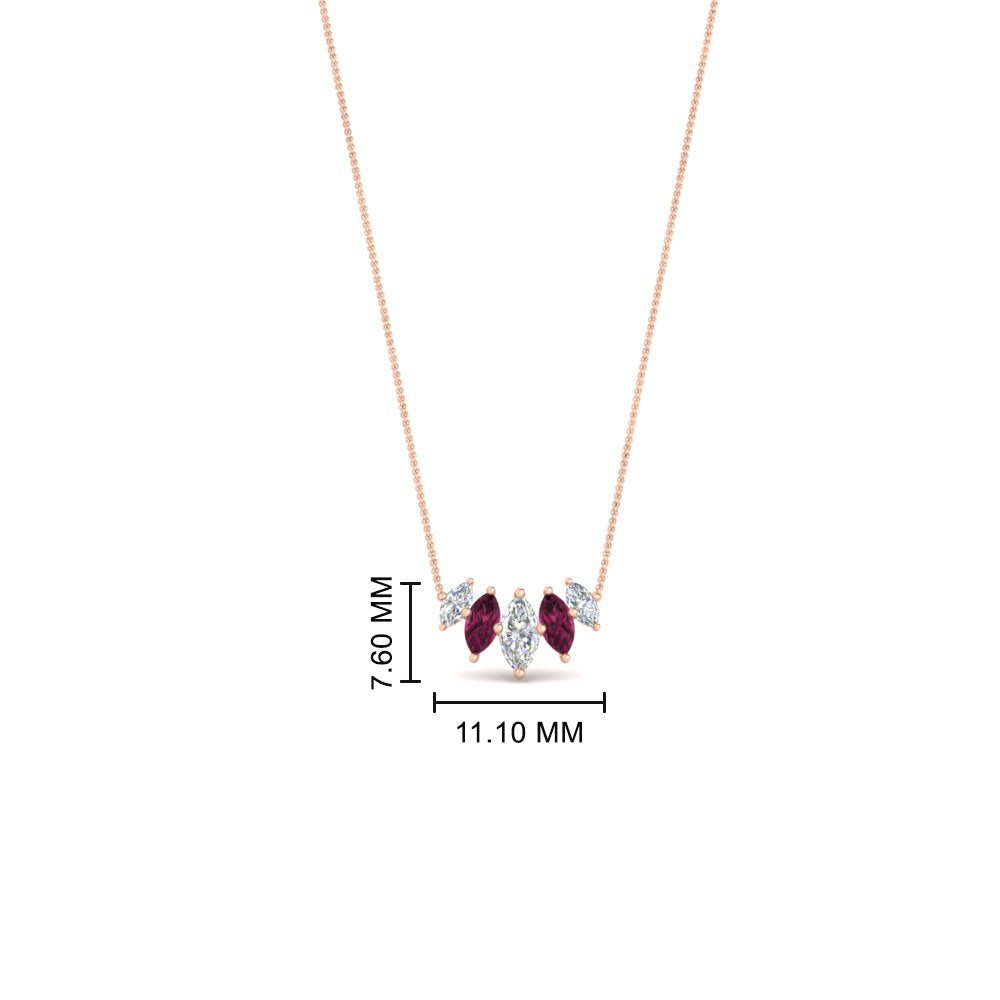 half-carat-graduating-marquise-diamond-necklace-with-pink-sapphire-in-FD-NK11130GSADRPI-0.50CT-NL-RG
