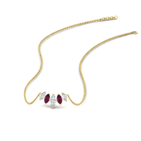 half-carat-graduating-marquise-diamond-necklace-with-pink-sapphire-in-yellow-gold-FD-NK11130GSADRPI-0.50CT-NL-YG