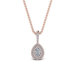 Load image into Gallery viewer, half-carat-pear-diamond-halo-necklace-pendant-in-FDPD86826PE(6.0X4.0MM)ANGLE1-NL-RG
