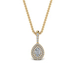 Load image into Gallery viewer, half-carat-pear-diamond-halo-necklace-pendant-in-FDPD86826PE(6.0X4.0MM)ANGLE1-NL-YG
