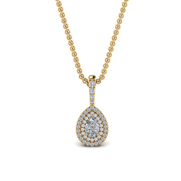 Pear Halo Pendant Necklace