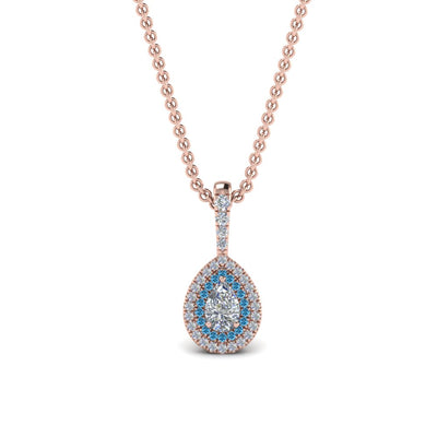 Pear Halo Pendant Necklace