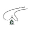 Load image into Gallery viewer, half-carat-pear-diamond-halo-necklace-pendant-with-emerald-in-FDPD86826PE(6.0X4.0MM)GEMGRANGLE1-NL-WG