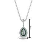 Load image into Gallery viewer, half-carat-pear-diamond-halo-necklace-pendant-with-emerald-in-FDPD86826PE(6.0X4.0MM)GEMGRANGLE1-NL-WG
