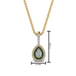 Load image into Gallery viewer, half-carat-pear-diamond-halo-necklace-pendant-with-emerald-in-FDPD86826PE(6.0X4.0MM)GEMGRANGLE1-NL-YG

