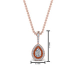 Load image into Gallery viewer, half-carat-pear-diamond-halo-necklace-pendant-with-orange-sapphire-in-FDPD86826PE(6.0X4.0MM)GSAORANGLE1-NL-RG
