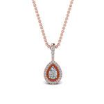 Load image into Gallery viewer, half-carat-pear-diamond-halo-necklace-pendant-with-orange-sapphire-in-FDPD86826PE(6.0X4.0MM)GSAORANGLE1-NL-RG
