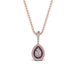 Load image into Gallery viewer, half-carat-pear-diamond-halo-necklace-pendant-with-pink-sapphire-in-FDPD86826PE(6.0X4.0MM)GSADRPIANGLE1-NL-RG
