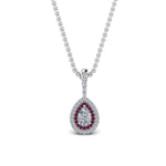 Load image into Gallery viewer, half-carat-pear-diamond-halo-necklace-pendant-with-pink-sapphire-in-FDPD86826PE(6.0X4.0MM)GSADRPIANGLE1-NL-WG
