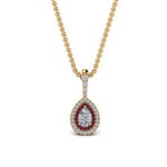 Load image into Gallery viewer, half-carat-pear-diamond-halo-necklace-pendant-with-pink-sapphire-in-FDPD86826PE(6.0X4.0MM)GSADRPIANGLE1-NL-YG

