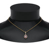 Load image into Gallery viewer, half-carat-pear-diamond-halo-necklace-pendant-with-pink-sapphire-in-FDPD86826PE(6.0X4.0MM)GSADRPIANGLE1-NL-YG