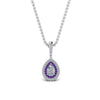 Load image into Gallery viewer, half-carat-pear-diamond-halo-necklace-pendant-with-purple-topaz-in-FDPD86826PE(6.0X4.0MM)GVITOANGLE1-NL-WG
