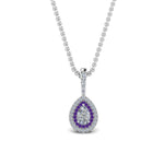 Load image into Gallery viewer, half-carat-pear-diamond-halo-necklace-pendant-with-purple-topaz-in-FDPD86826PE(6.0X4.0MM)GVITOANGLE1-NL-WG
