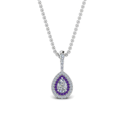 Pear Halo Pendant Necklace