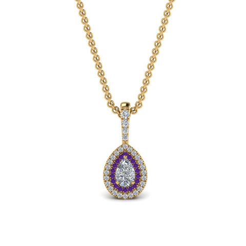 Pear Halo Pendant Necklace