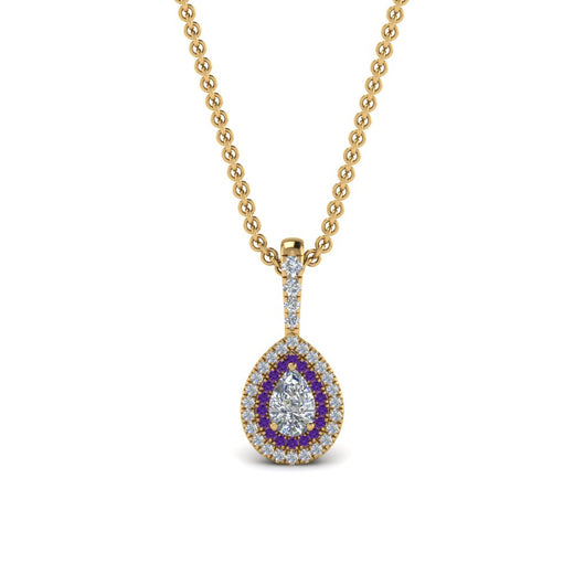 Pear Halo Pendant Necklace