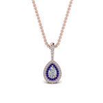 Load image into Gallery viewer, half-carat-pear-diamond-halo-necklace-pendant-with-sapphire-in-FDPD86826PE(6.0X4.0MM)GSABLANGLE1-NL-RG
