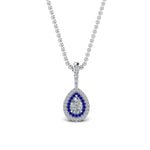Load image into Gallery viewer, half-carat-pear-diamond-halo-necklace-pendant-with-sapphire-in-FDPD86826PE(6.0X4.0MM)GSABLANGLE1-NL-WG
