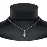 Load image into Gallery viewer, half-carat-pear-diamond-halo-necklace-pendant-with-sapphire-in-FDPD86826PE(6.0X4.0MM)GSABLANGLE1-NL-WG
