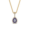 Load image into Gallery viewer, half-carat-pear-diamond-halo-necklace-pendant-with-sapphire-in-FDPD86826PE(6.0X4.0MM)GSABLANGLE1-NL-YG
