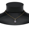 Load image into Gallery viewer, half-carat-pear-diamond-halo-necklace-pendant-with-sapphire-in-FDPD86826PE(6.0X4.0MM)GSABLANGLE1-NL-YG