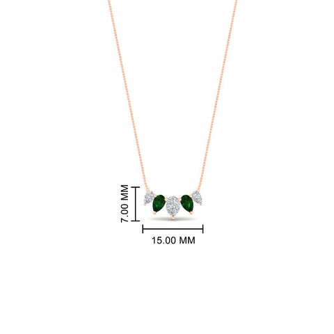 half-carat-pear-shape-diamond-graduating-necklace-with-emerald-in-rose-gold-FD-PD11130PE-0.50CT-GEMGRANGLE1-NL-RG-HW