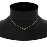 Load image into Gallery viewer, half-carat-pear-shape-diamond-graduating-necklace-with-emerald-in-FD-PD11130PE-0.50CT-GEMGR-NL-YG
