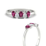 Load image into Gallery viewer, half-carat-pink-sapphire-teardrop-5-stone-wedding-band-in-white-gold-fdwb8008pegsadrpiangle3-0.50ct-nl-wg.jpg