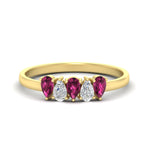 Load image into Gallery viewer, half-carat-pink-sapphire-teardrop-5-stone-wedding-band-in-yellow-gold-fdwb8008pegsadrpisleep-0.50ct-nl-yg.jpg