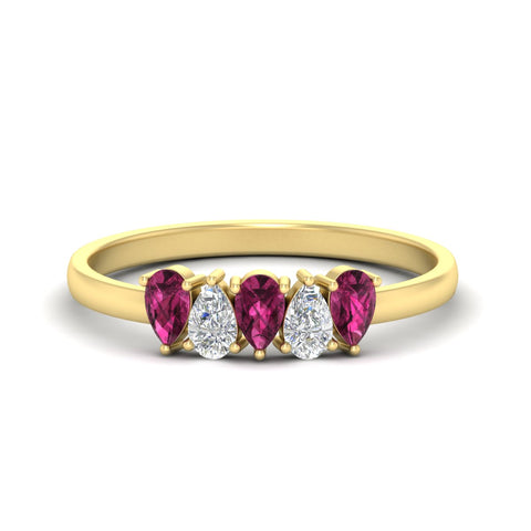 half-carat-pink-sapphire-teardrop-5-stone-wedding-band-in-yellow-gold-fdwb8008pegsadrpisleep-0.50ct-nl-yg.jpg