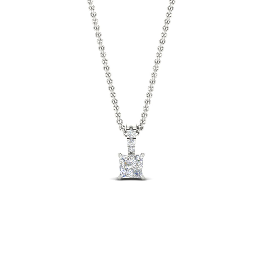 Pavé Bail Princess Cut Diamond Pendant
