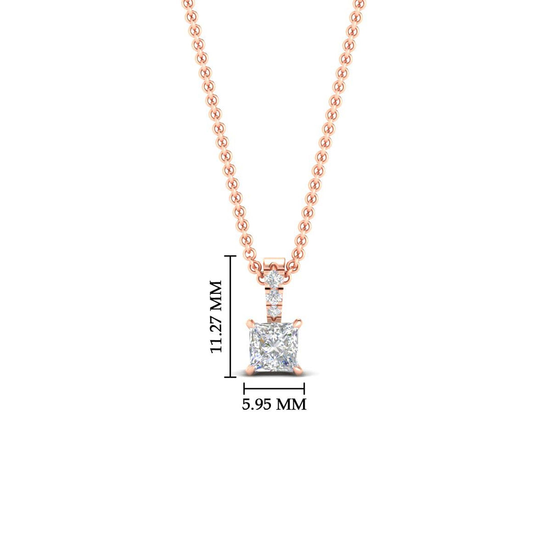 Pavé Bail Princess Cut Diamond Pendant
