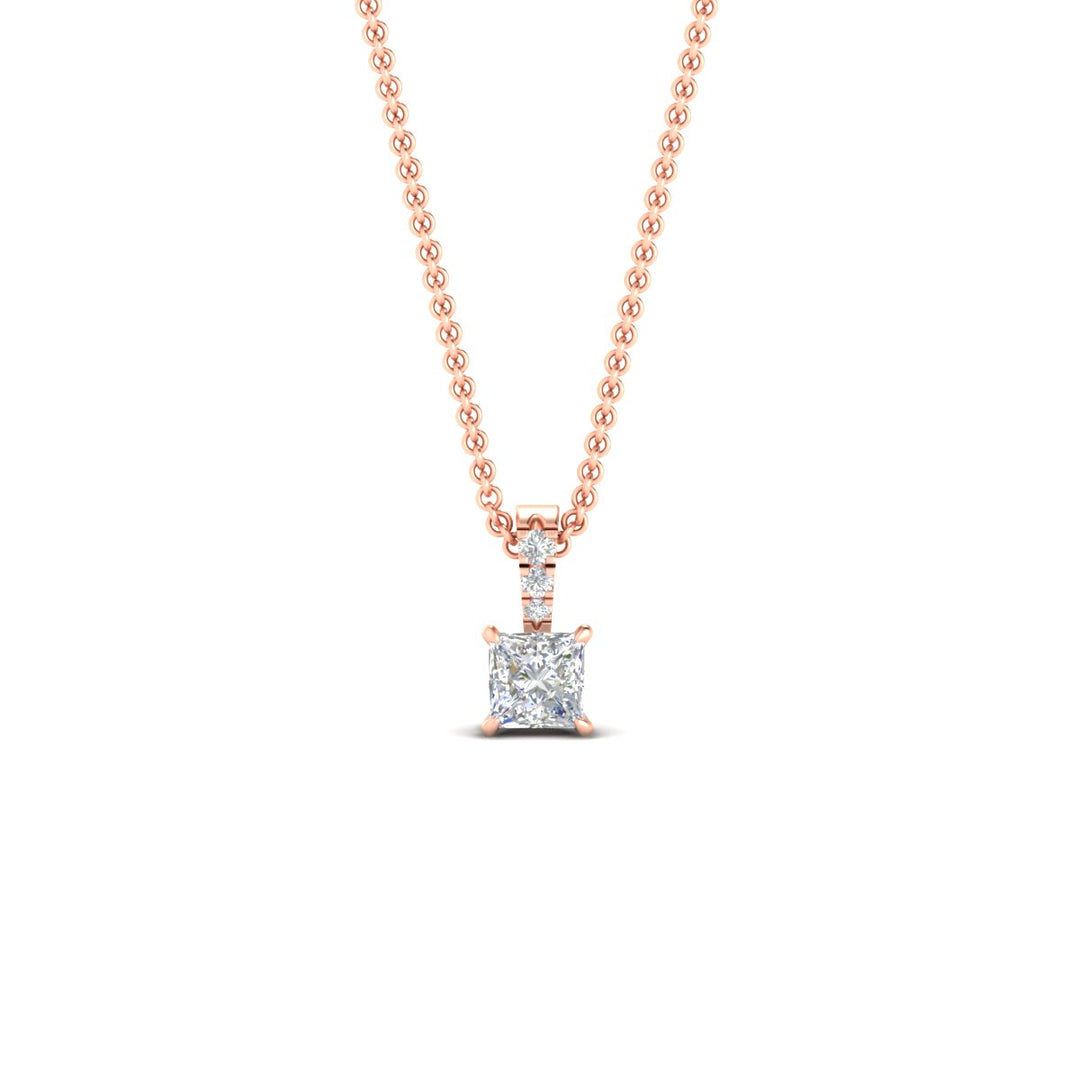 Pavé Bail Princess Cut Diamond Pendant