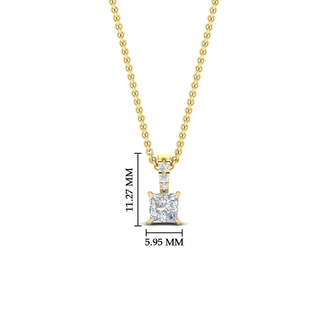 Pavé Bail Princess Cut Diamond Pendant