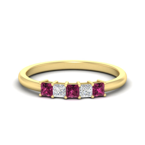 half-carat-princess-pink-sapphire-anniversary-band-in-yellow-gold-fdwb8008prgsadrpisleep-0.50ct-nl-yg